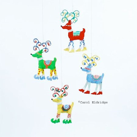 decorative tin reindeers